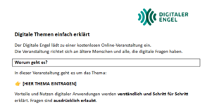 Logo Digitaler Engel und die ersten Zeilen der Vorlage