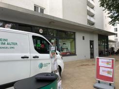 Das Info-Mobil steht vor dem AWO-Treff in Rothenburgsort. 