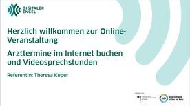 Die Startseite der PowerPoint-Präsentation zum Thema Arzttermine im Internet buchen und Videosprechstunden