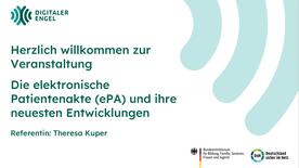 Die Startfolie zum Thema ePA.