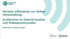 Die Titelfolie zum Thema Arzttermine im Internet buchen und Videosprechstunden