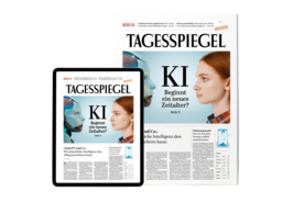 Eine Ausgabe des Tagesspiegels mit einer Titelseite zum Thema KI.