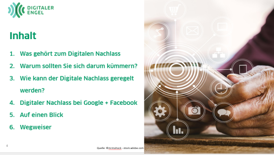 Inhaltsübersicht des Online-Vortrags "Digitaler Nachlass"