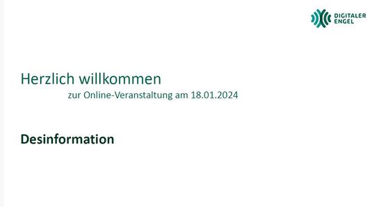 Bildschirmfoto von der Präsentation mit dem Titel der Veranstaltung