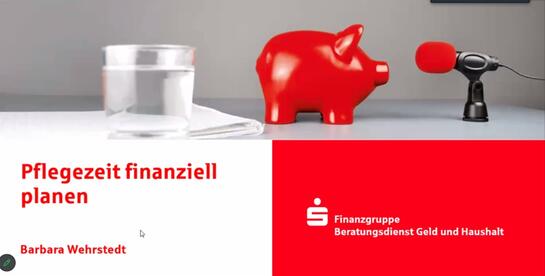 Die Titelfolie mit dem Thema "Pflegezeit finanziell planen"