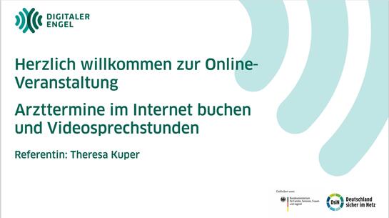 Die Startseite der PowerPoint-Präsentation zum Thema Arzttermine im Internet buchen und Videosprechstunden