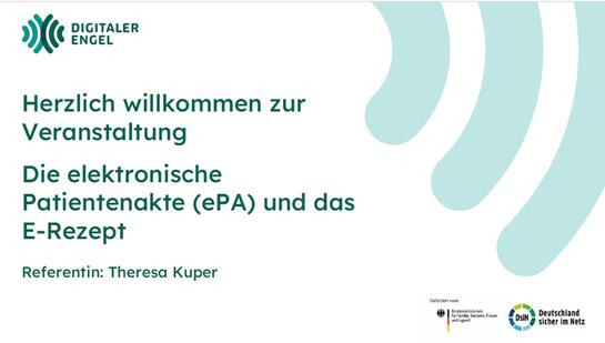 Das Deckblatt der Präsentation zum Thema elektronische Patientenakte (ePA) und E-Rezept