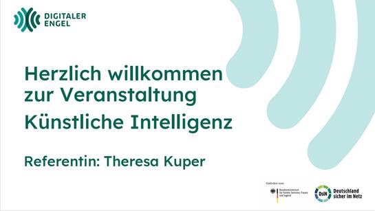 Ein Screenshot der Titelseite der Veranstaltung zum Thema Künstliche Intelligenz