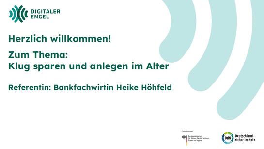 Die Titelfolie der Präsentation zum Thema Klug sparen und anlegen im Alter.