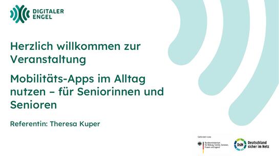 Die Titelfolie zum Thema Mobilitäts-Apps im Alltag nutzen