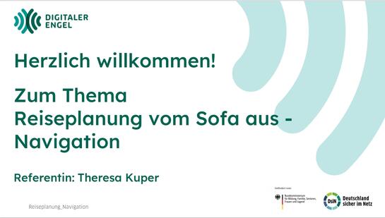 Die Titelplanung der Pr&auml;sentation zum Thema Reiseplanung - Navigation.