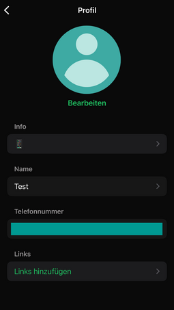 Screenshot WhatsApp: Auf der Abbildung ist der Profilbereich zu sehen, in dem man Profilbild, Info und Nutzername anpassen kann.